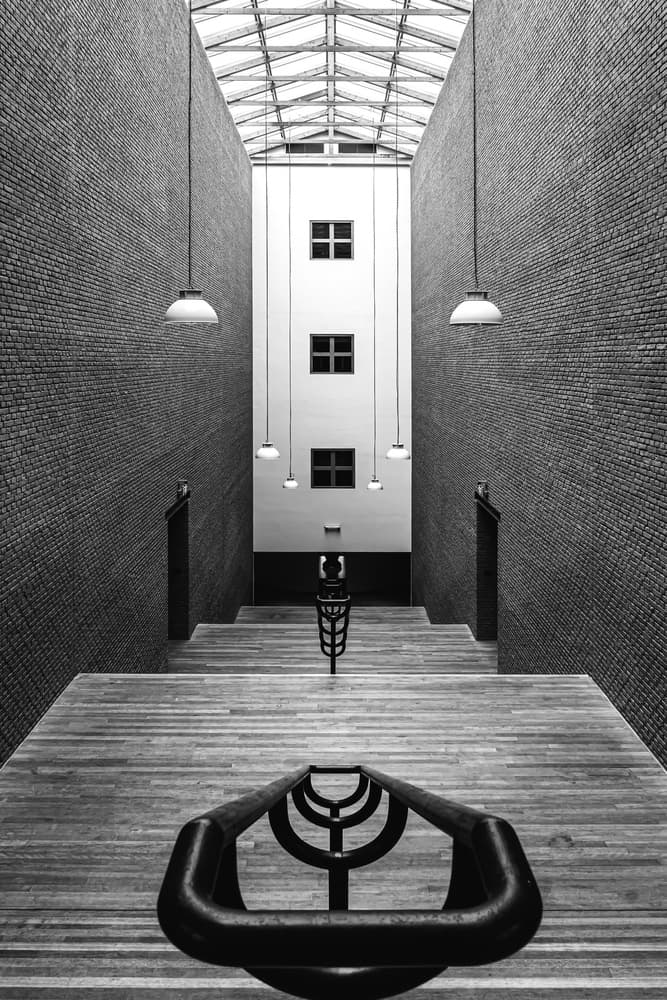 Modern Stairwell Perspective by Luc Vangindertael (laGrange) — canvas wall art