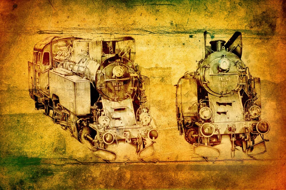 Vintage Steam Locomotives by Rafal Kulik — canvas wall art