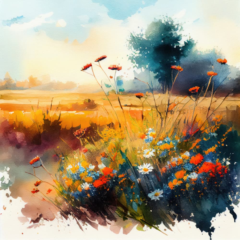 Vibrant Wildflower Field by Justyna Jaszke — canvas wall art