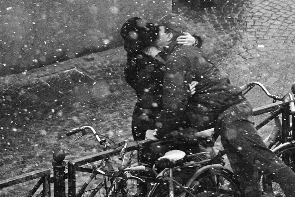 Snowy Winter Kiss by Jure Kravanja — canvas wall art