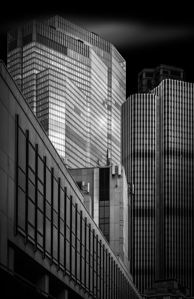 Geometric City Reflections by Luigi Greco — canvas wall art