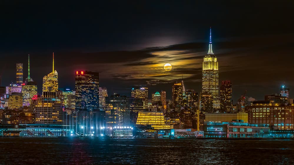 New York City Moonrise by Hua Zhu — canvas wall art