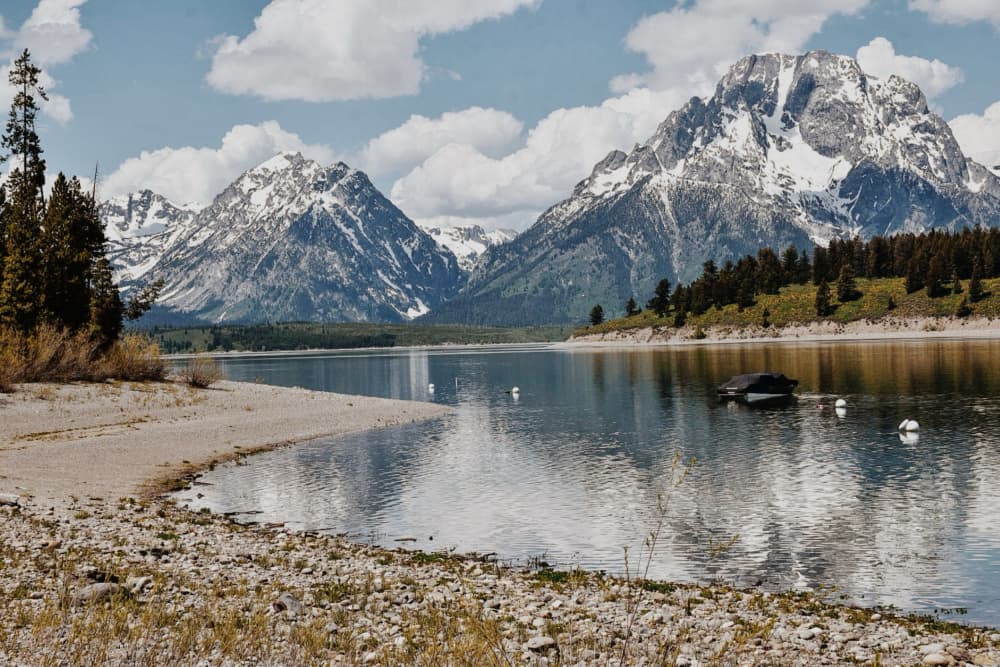 Snowy Peaks Lake Reflection by Del Mundo Imagery — canvas wall art