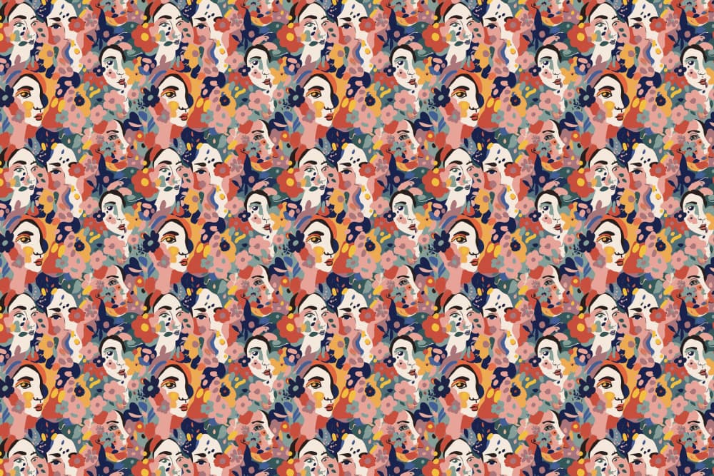 Floral Faces Harmony by Treechild — canvas wall art