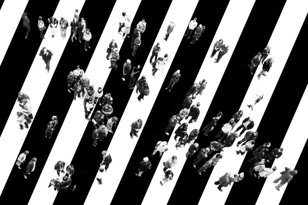 People On Diagonal Stripes by Stefan Eisele — canvas wall art