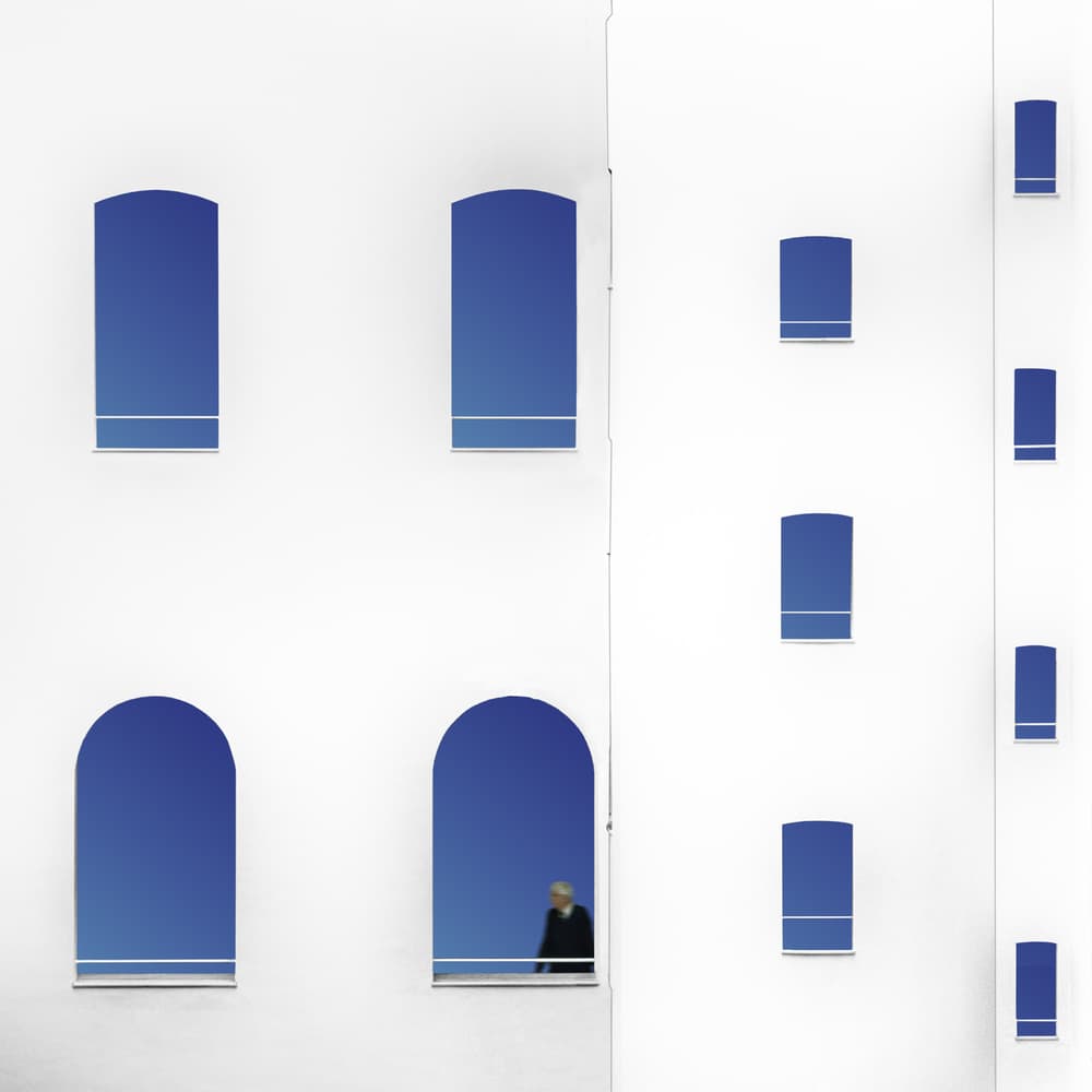 Figure in Blue Window by Luc Vangindertael (laGrange) — canvas wall art