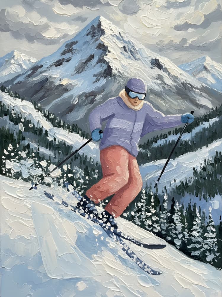 Dynamic Mountain Skiing by HUGO — canvas wall art