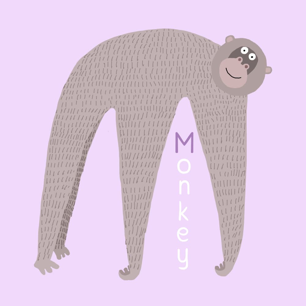 Playful Purple Monkey by Carla Daly — canvas wall art