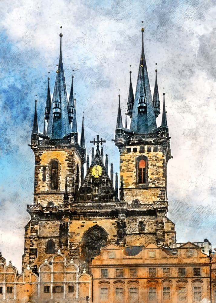 Prague Gothic Church by Justyna Jaszke — canvas wall art