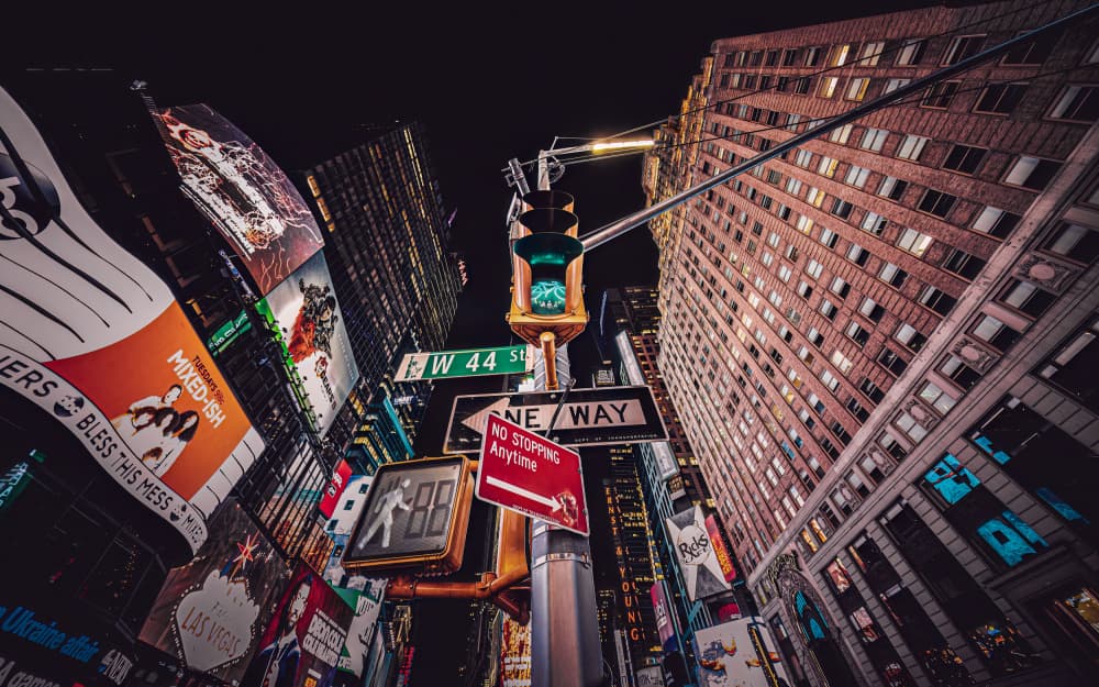 Times Square Night Lights by Marco Tagliarino — canvas wall art