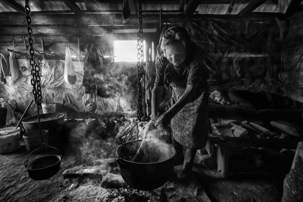 Traditional Hearth Cooking by Grigore Roibu — canvas wall art