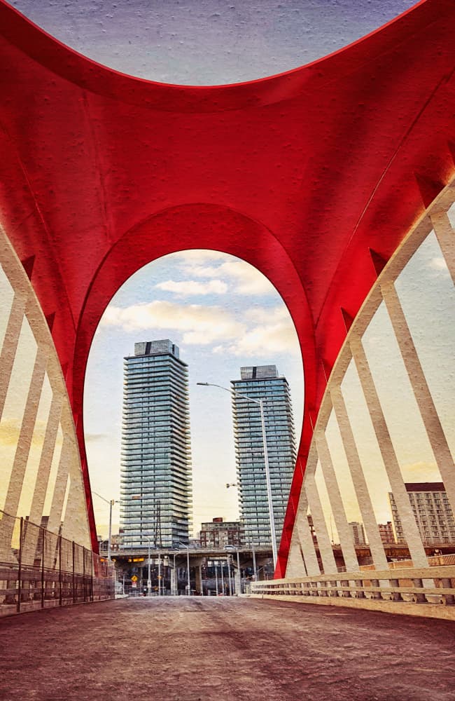 Red Arch City View by Molly Fu APA — canvas wall art