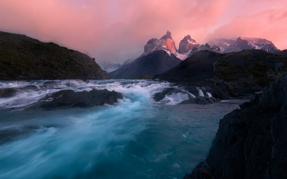 Torres del Paine River Glow by Rong Wei — canvas wall art