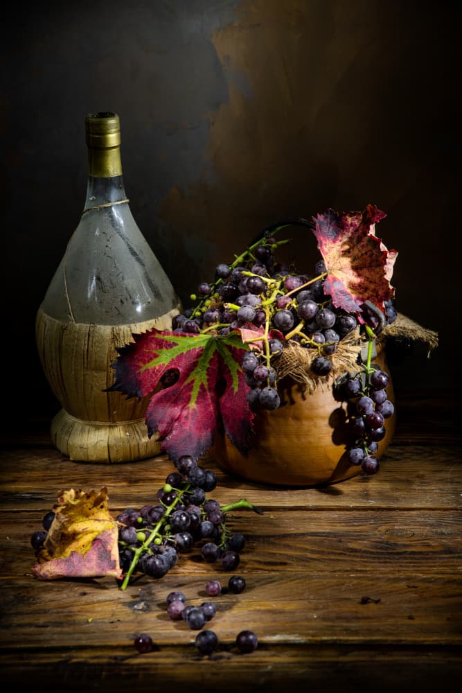 Rustic Wine and Grapes by Felice Angelino — canvas wall art