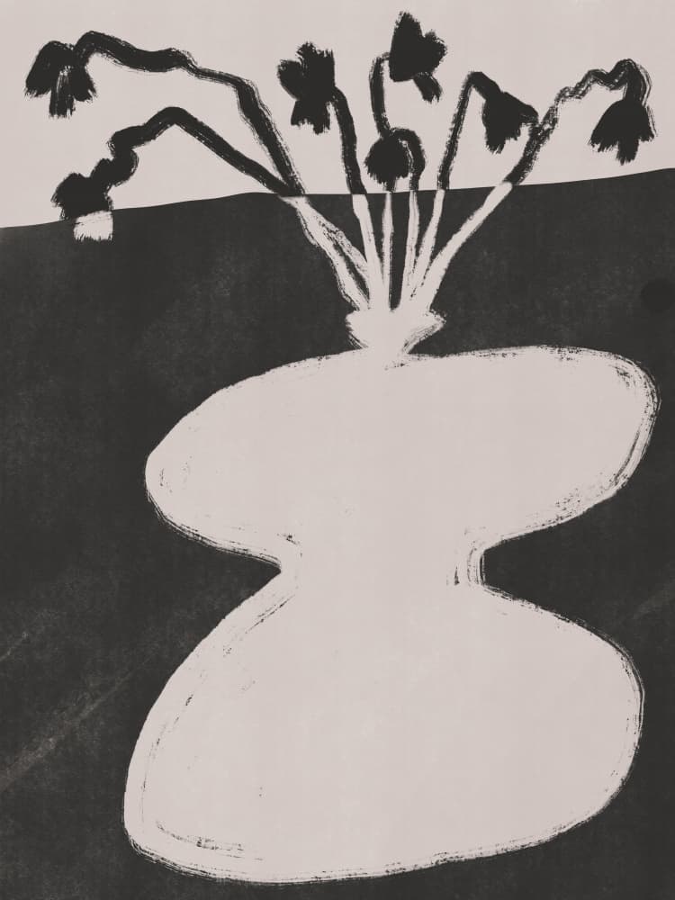 Monochrome Floral Still Life by Little Dean — canvas wall art