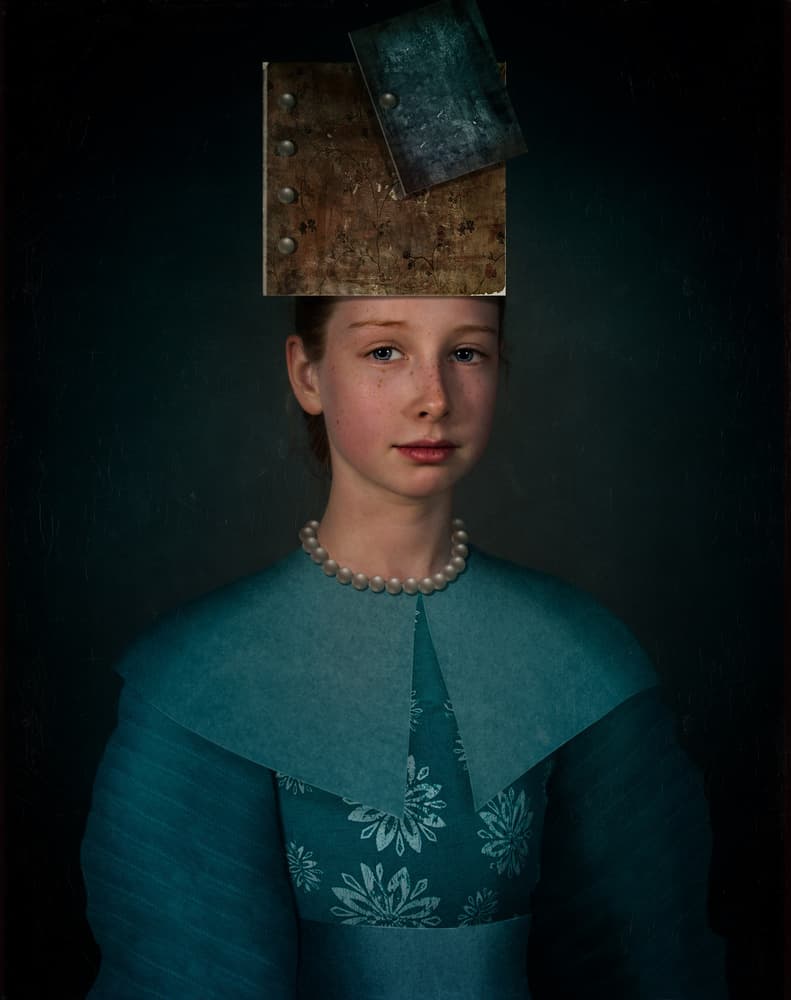 Young Girl With Books by Svetlana Melik-Nubarova — canvas wall art