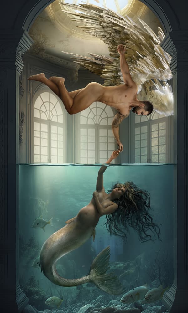 Ethereal Man Mermaid by DDiArte — canvas wall art