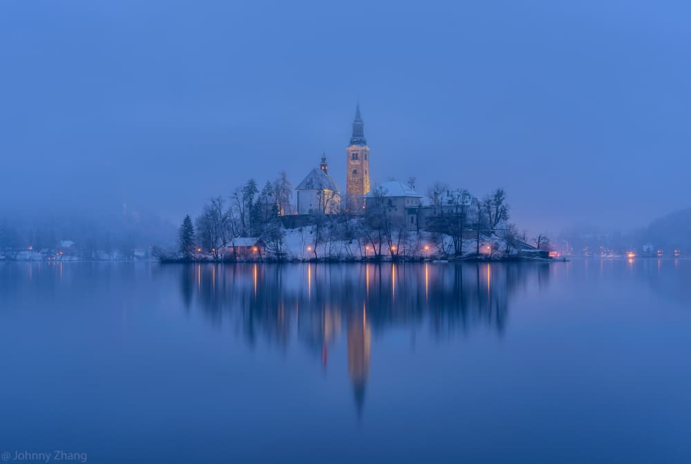 Magical Winter Island Glow by Johnny Zhang — canvas wall art