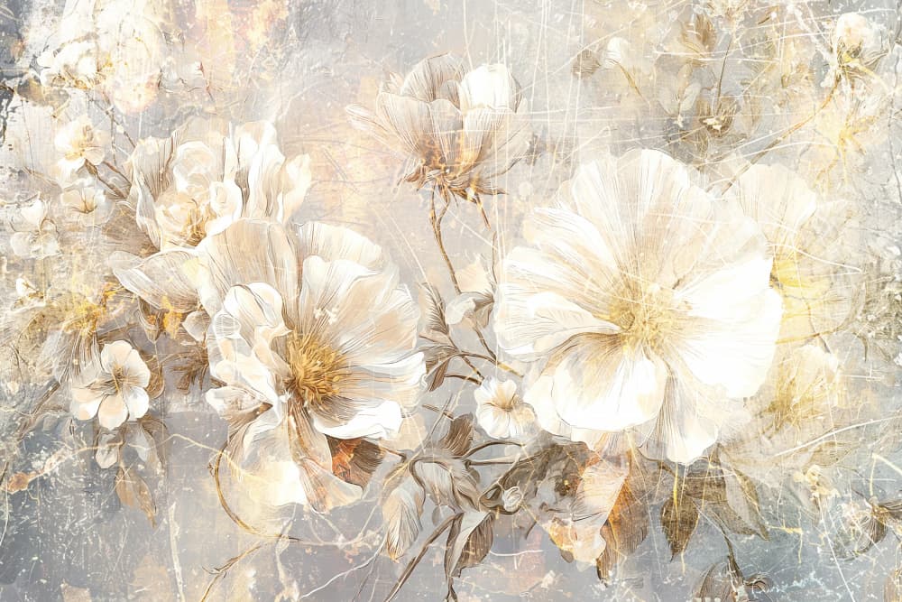 Dreamy Gold Blooms by Rafal Kulik — canvas wall art
