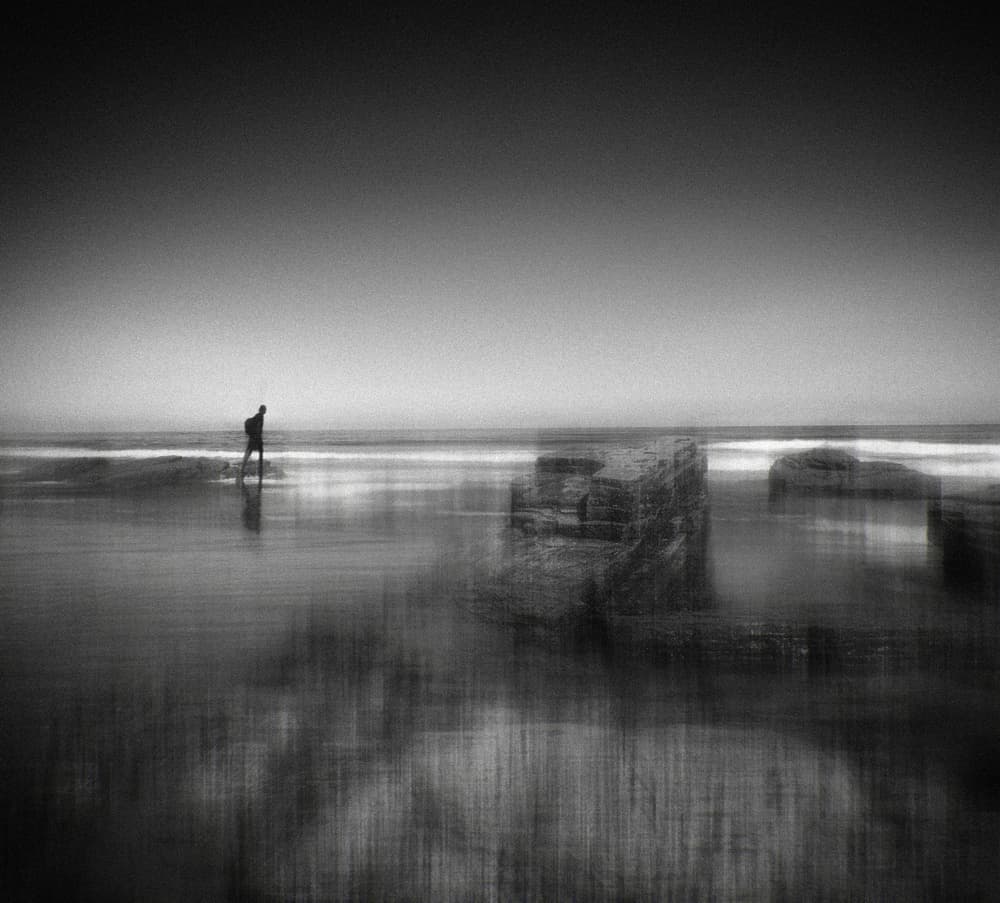Solitary Beach Wanderer by Orkidea W. — canvas wall art