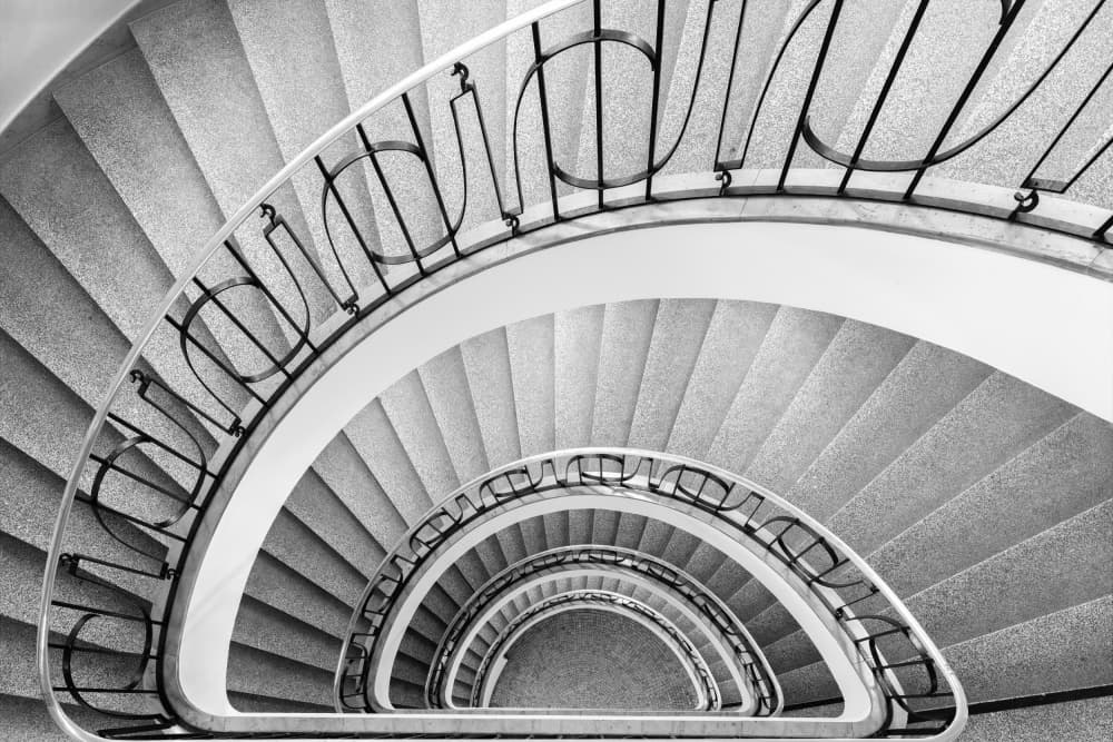 Geometric Spiral Staircase by Roswitha Schleicher-Schwarz — canvas wall art