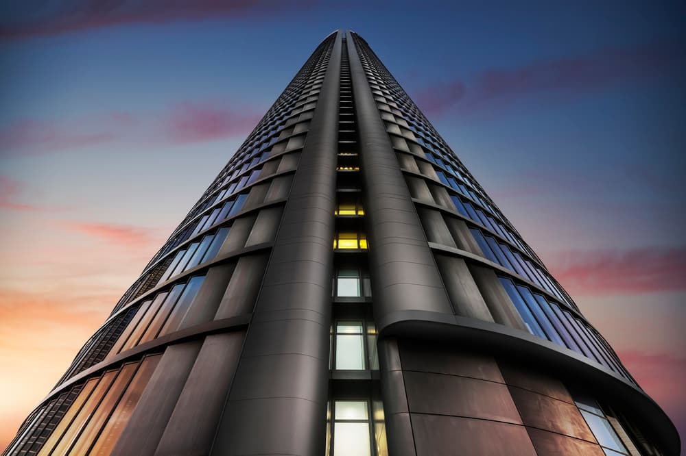 Sleek Building Sunset Glow by Jorge Ruiz Dueso — canvas wall art