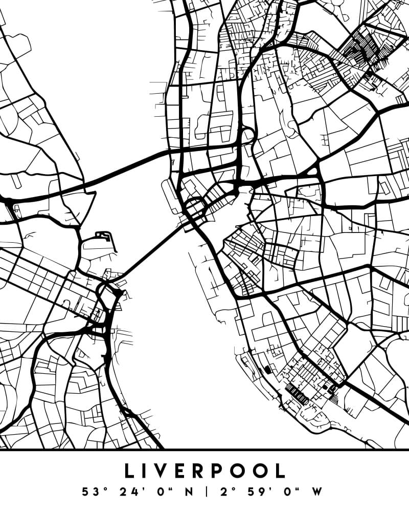 Modern Liverpool Map by Emiliano Deificus — canvas wall art