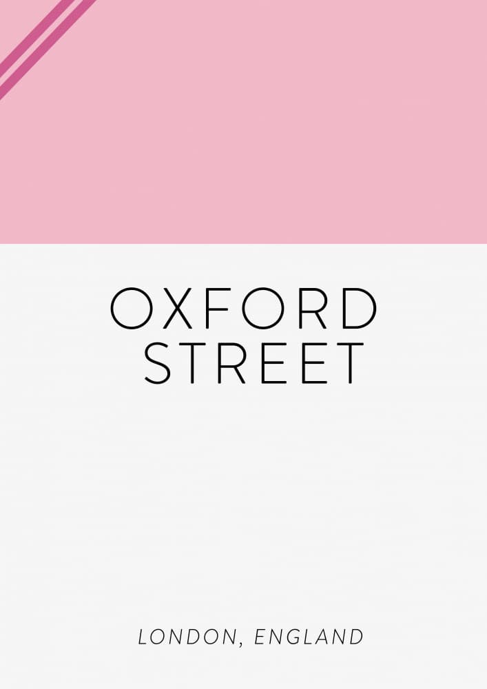 Pink Oxford Street London by Prints by Ayleen — canvas wall art