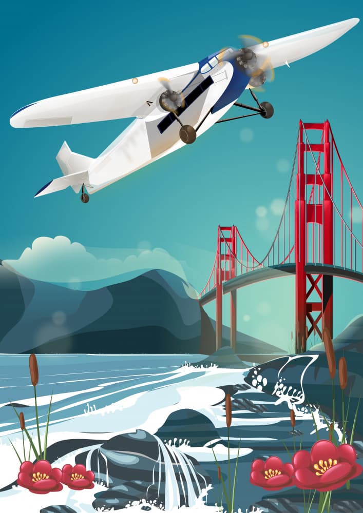 California Golden Gate Flight by Nicholas — canvas wall art