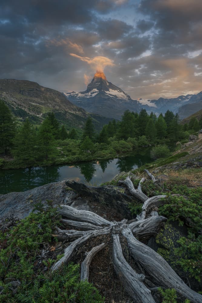 Matterhorn Sunset Reflection by Carlo Salvati Proietti — canvas wall art