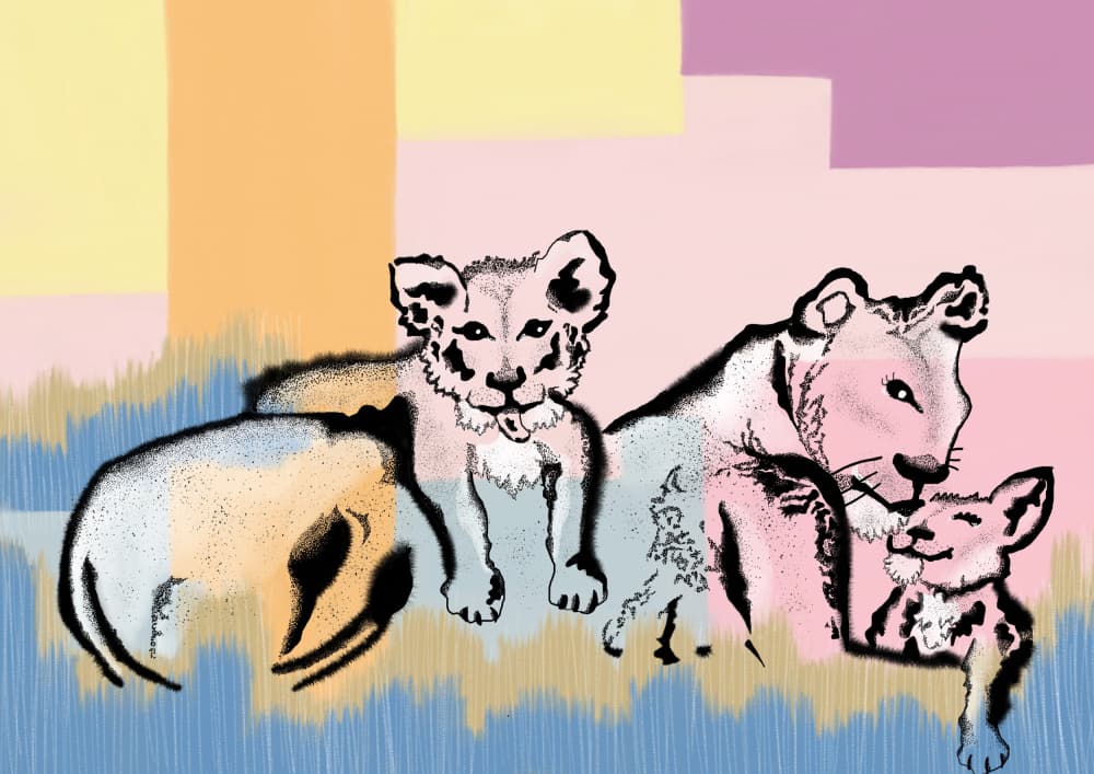 Tender Lion Family by Art by the Ocean — canvas wall art