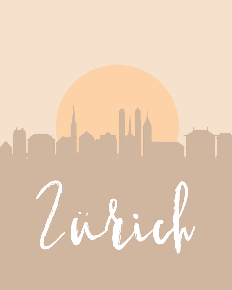 Zurich Skyline Sunset by Emiliano Deificus — canvas wall art