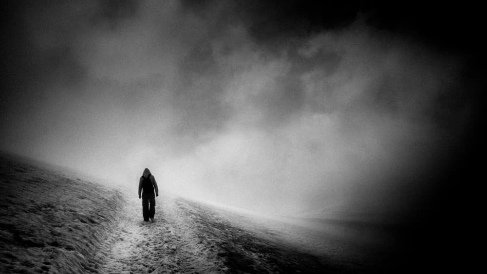 Solitary Foggy Ascent by Flavio Bertazzi — canvas wall art