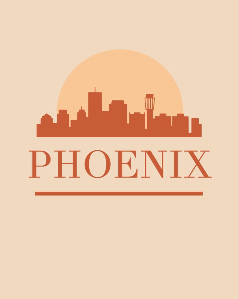 Phoenix City Skyline Sunset by Emiliano Deificus — canvas wall art