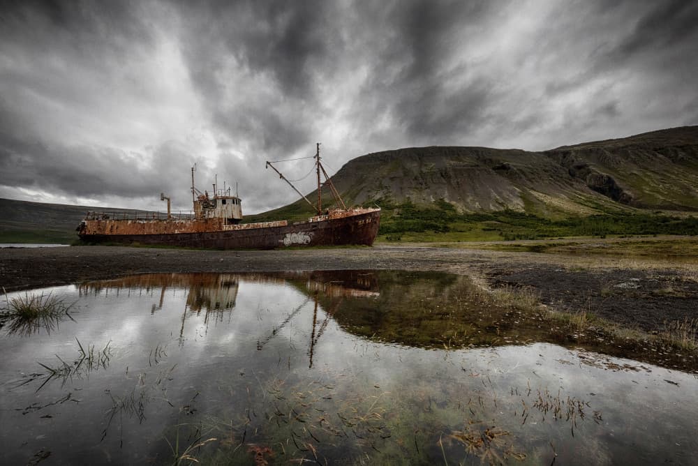 Abandoned Shipwreck Reflection by Þorsteinn H. Ingibergsson — canvas wall art