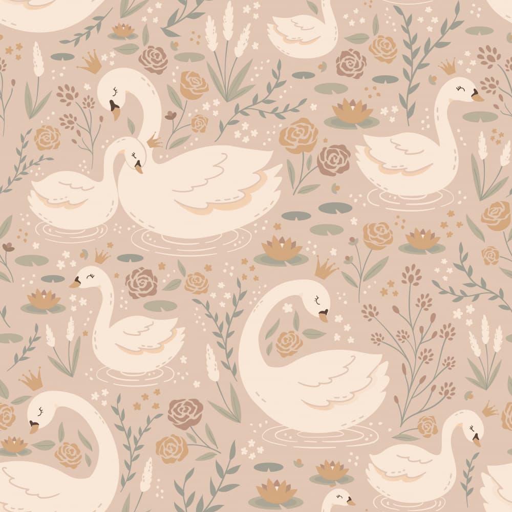 Royal Swans And Lilies by Weronika Gross — canvas wall art