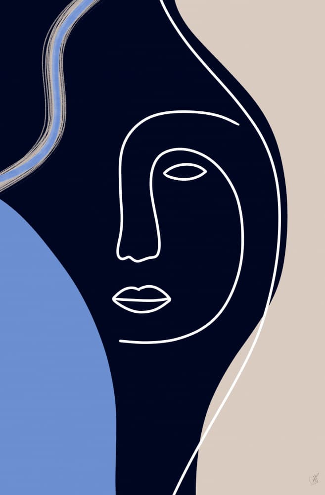 Modern Line Art Face by Anne-Marie Volfova — canvas wall art