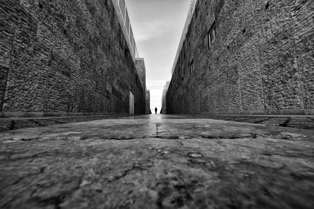 Lone Figure Urban Passage by Florentinus Joseph — canvas wall art