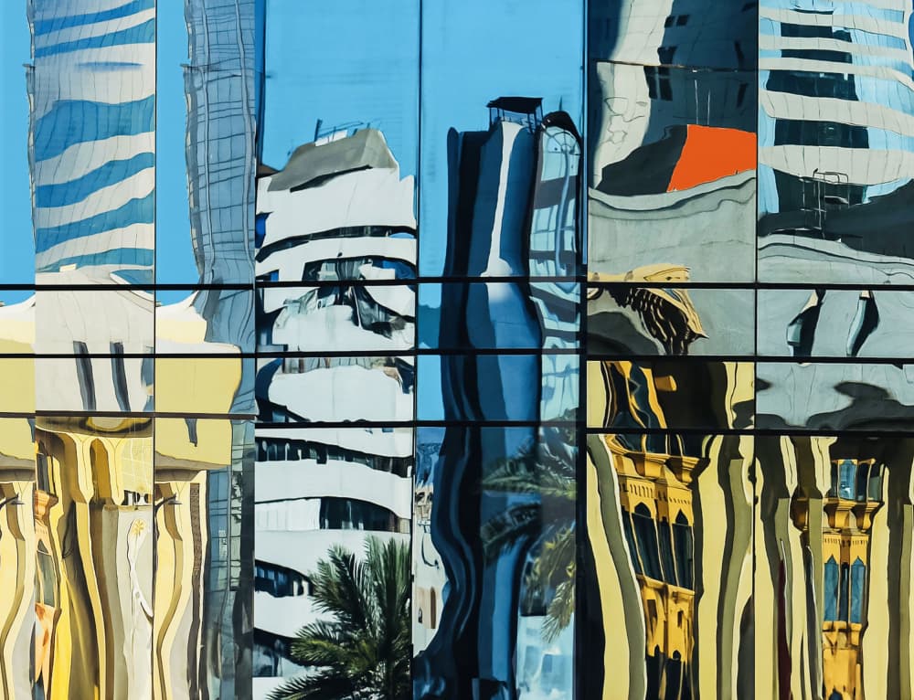 Wavy City Reflections by Arnon Orbach — canvas wall art
