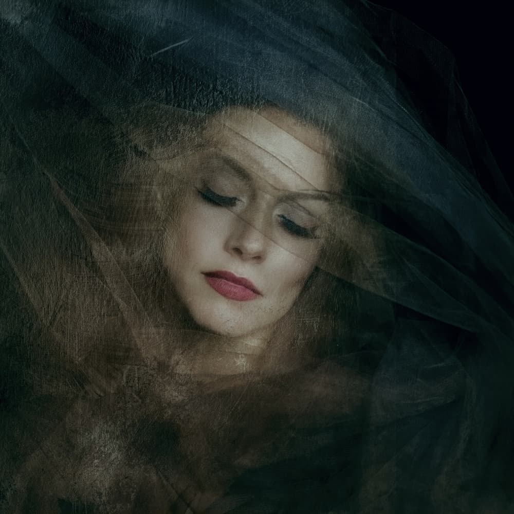 Veiled Woman Portrait by Rachel Pansky — canvas wall art