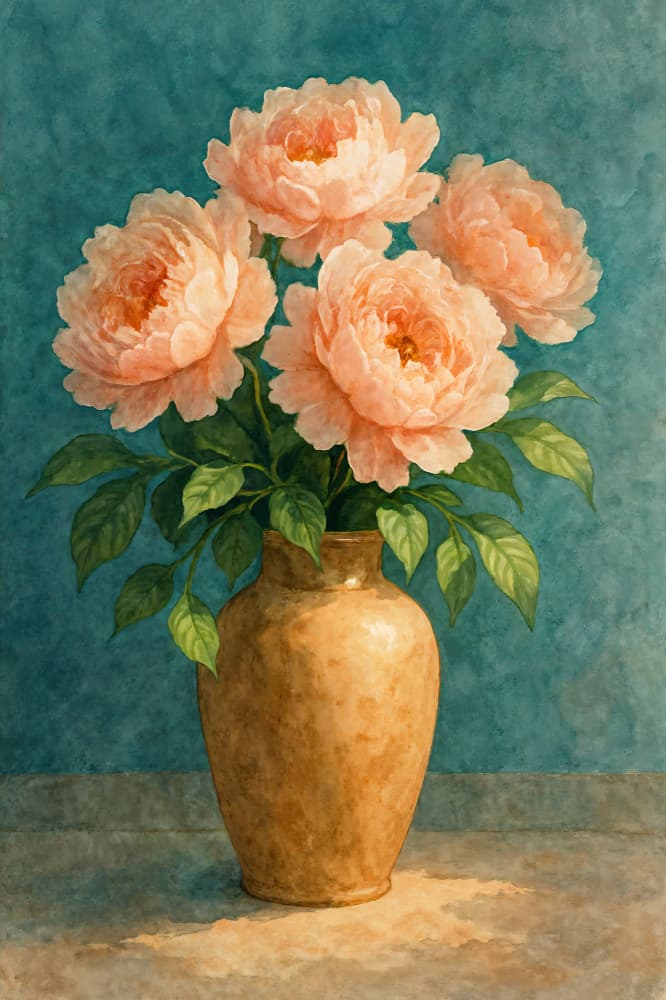 Elegant Peony Bouquet by Natalie Bruns — canvas wall art