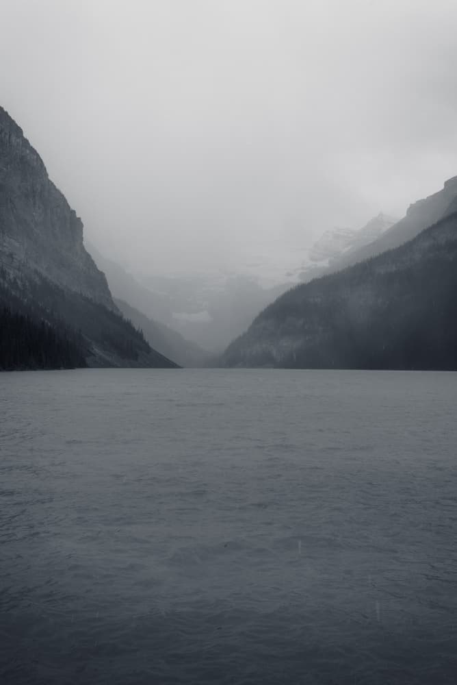 Misty Mountain Lake by Lynann Colligan — canvas wall art