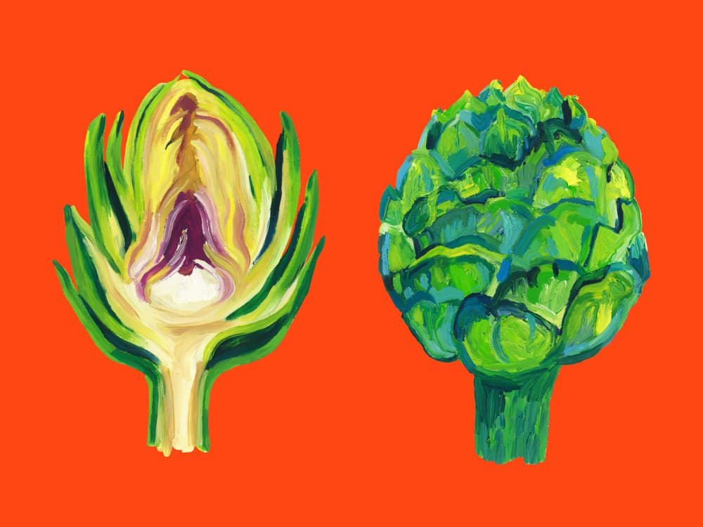 Fresh Green Artichokes by Alice Straker — canvas wall art