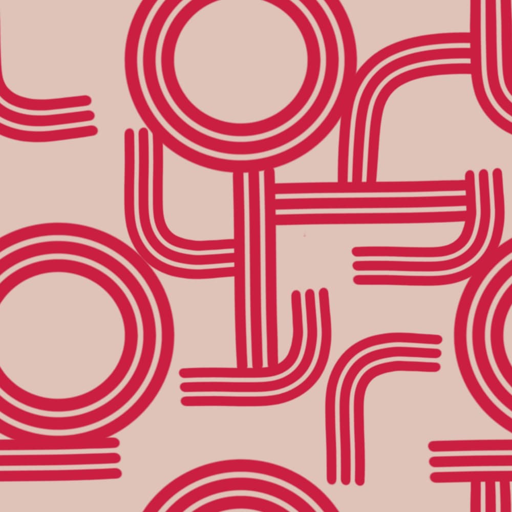 Retro Red Lines by Charlotte Trudgett — canvas wall art