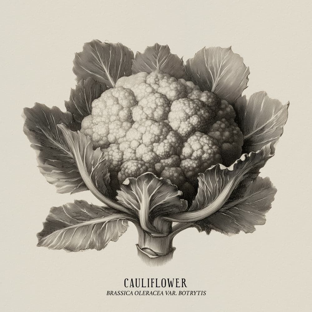 Vintage Cauliflower Illustration by Andreas Magnusson — canvas wall art