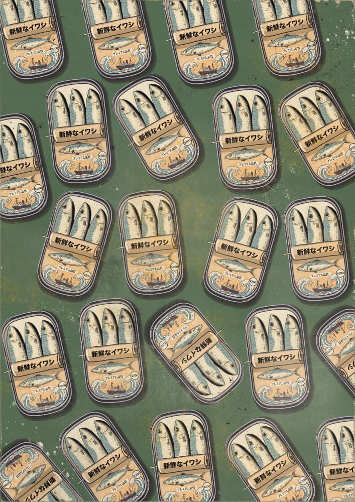Vintage Sardine Can Pattern by Nicholas — canvas wall art