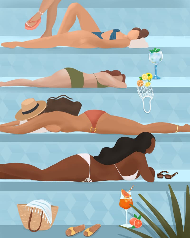 Ladies by the pool by Petra Lizde — canvas wall art