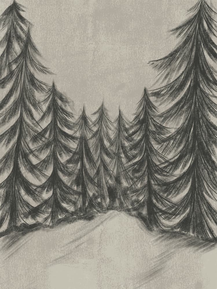Winter Forest Sketch by Nikita Jariwala — canvas wall art