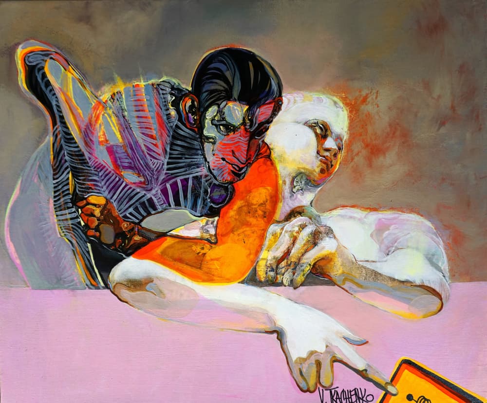 Cyborg Human Connection by Victor Tkachenko — canvas wall art