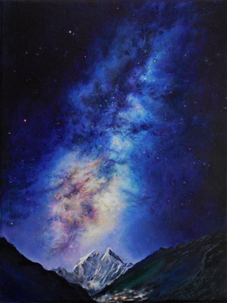 Milky Way Mountain Night by Anne Wölk — canvas wall art